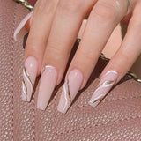 Faux Ongles Marbre Extra Longs